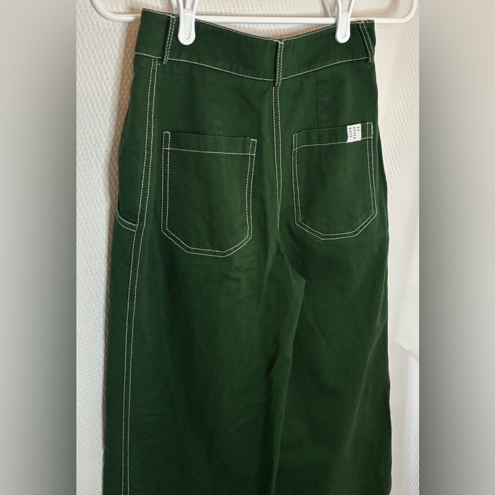 Oh Seven Days High Kick Trousers Wide Leg Pants Forest Green Sz 25 - Picture 4 of 7